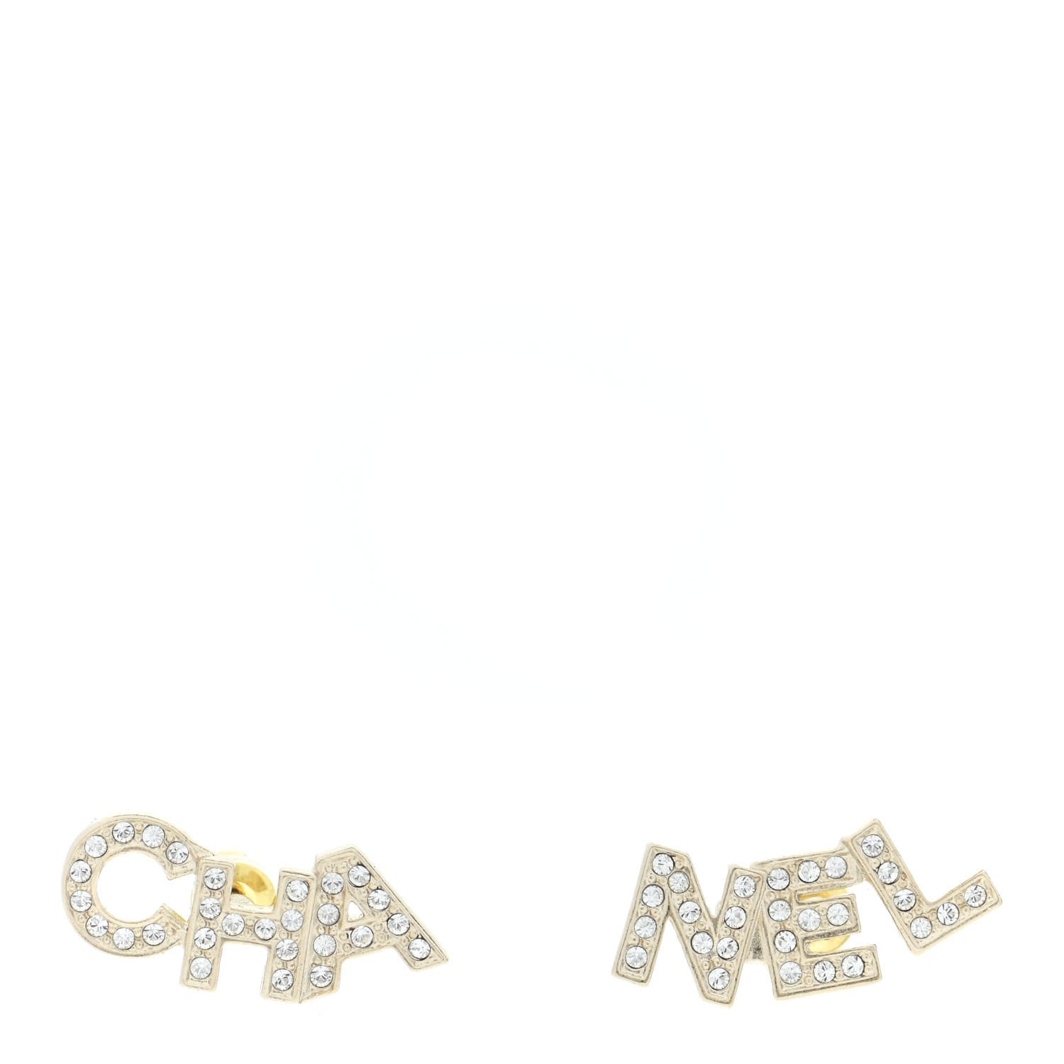 Chanel Crystal Pearl Signature Stud Earrings Gold 1 of 5