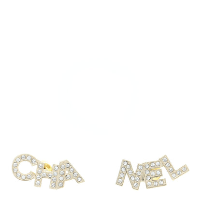Chanel Crystal Pearl Signature Stud Earrings Gold 1 of 5
