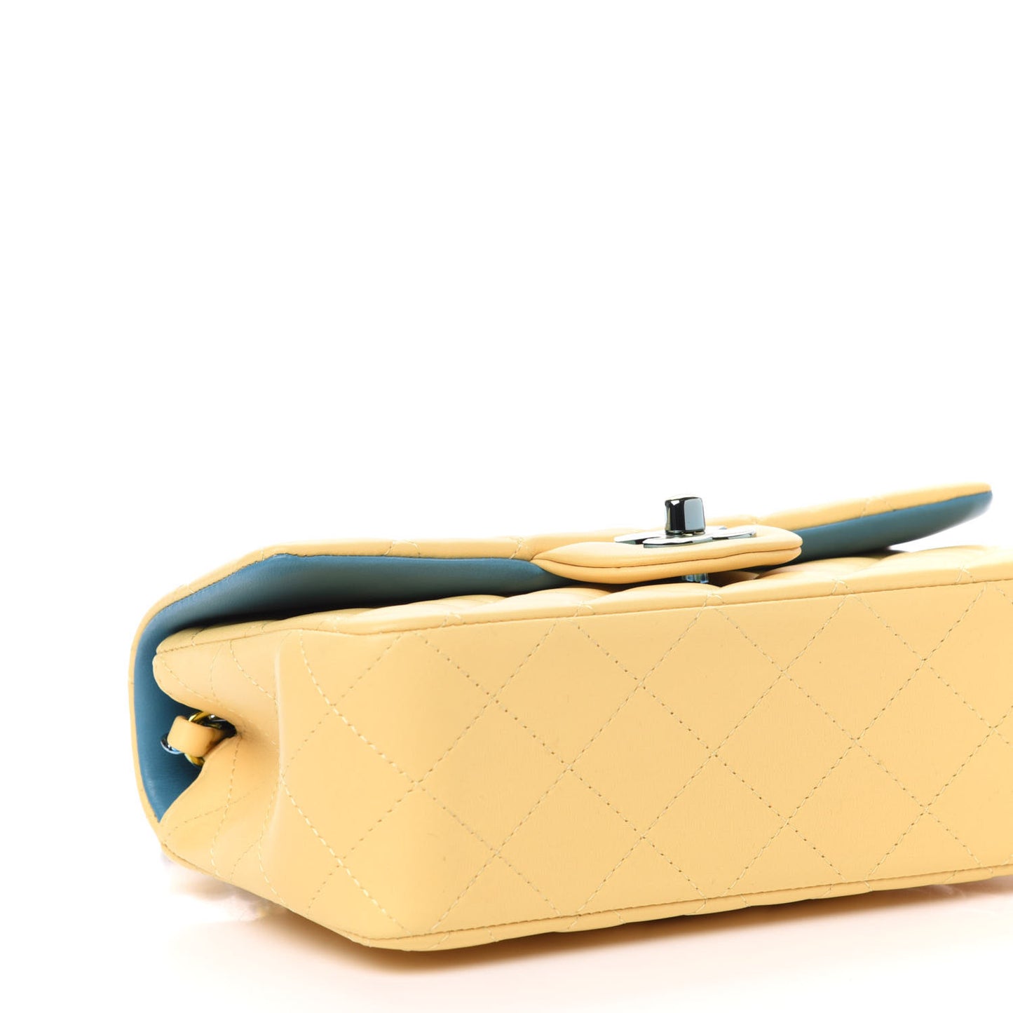 Lambskin Quilted Mini Rectangular Flap Yellow Blue