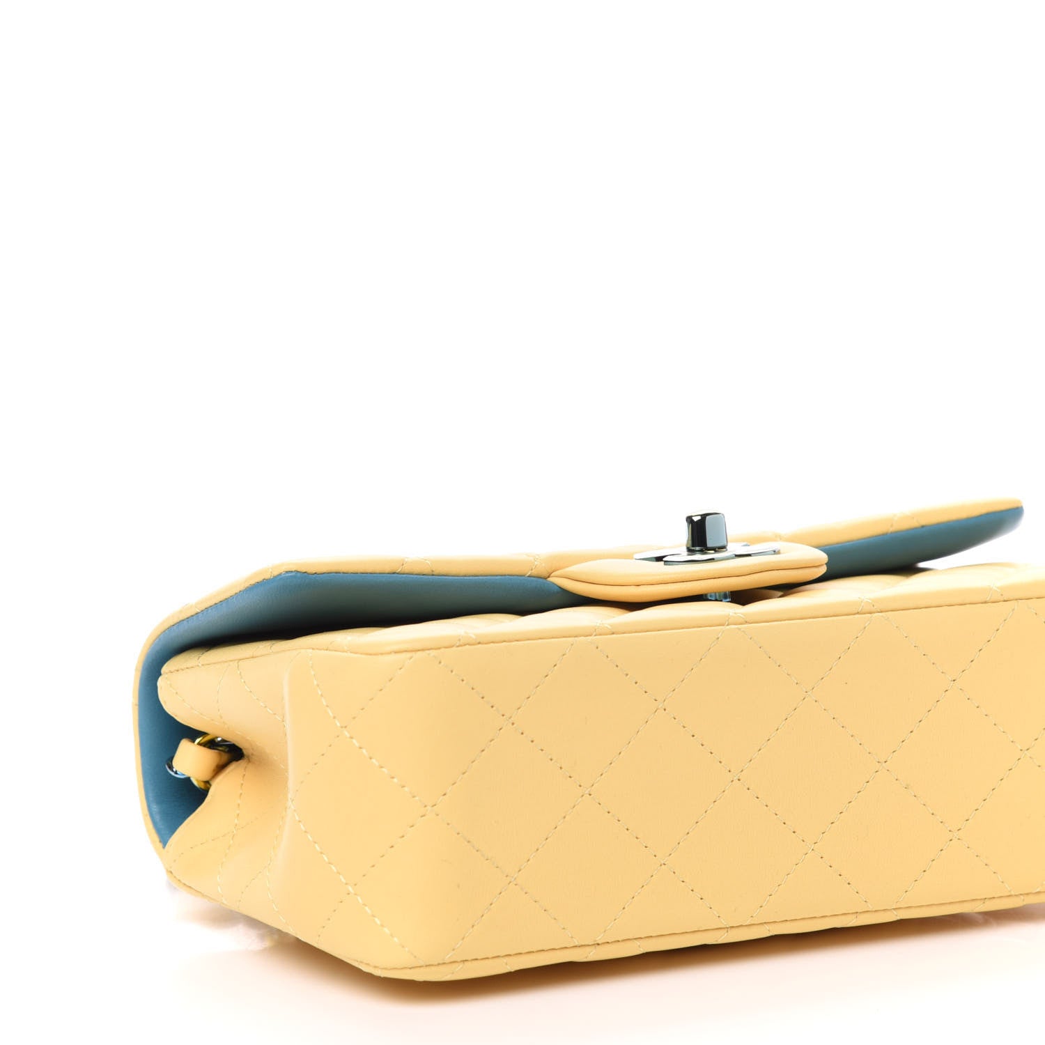 Chanel Lambskin Quilted Mini Rectangular Flap Yellow Blue 8 of 10