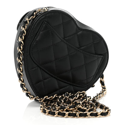 Chanel Lambskin Quilted CC In Love Heart Clutch With Chain Black 3 of 8