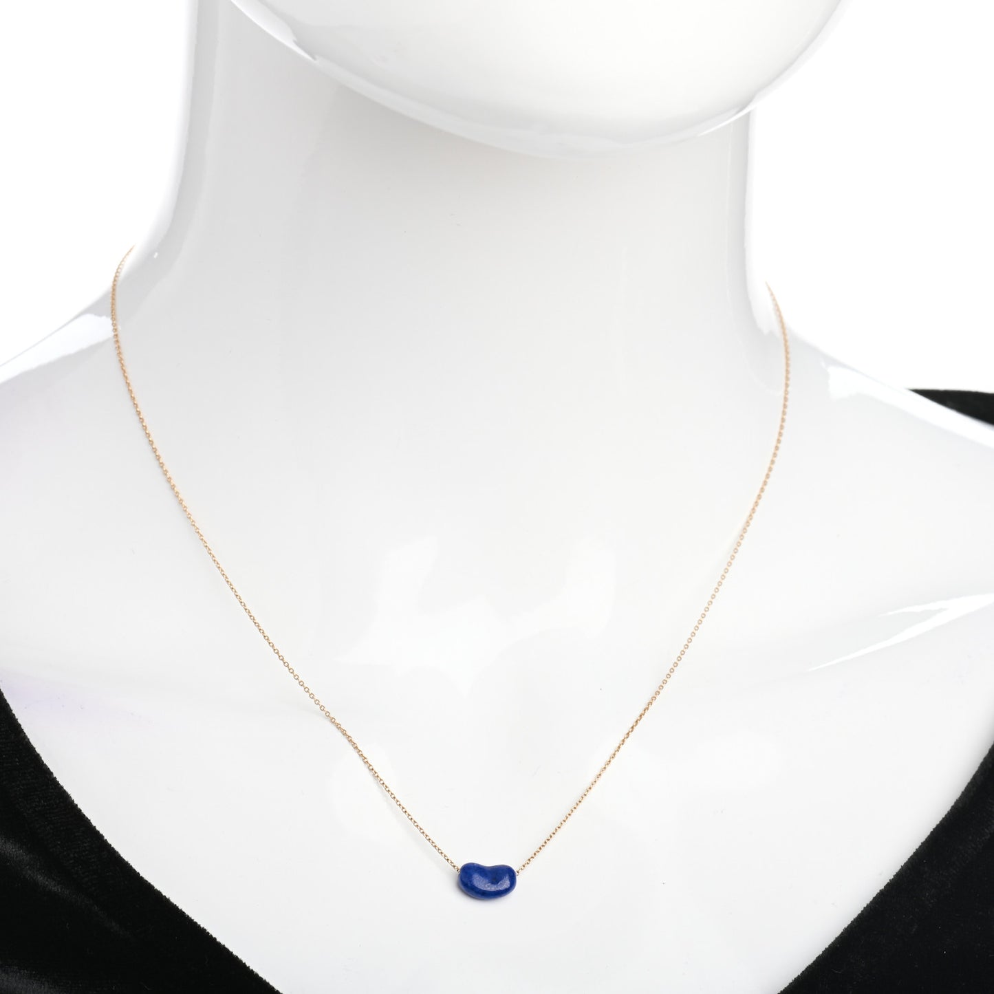 18K Yellow Gold Lapis Lazuli Elsa Peretti Bean Pendant Necklace