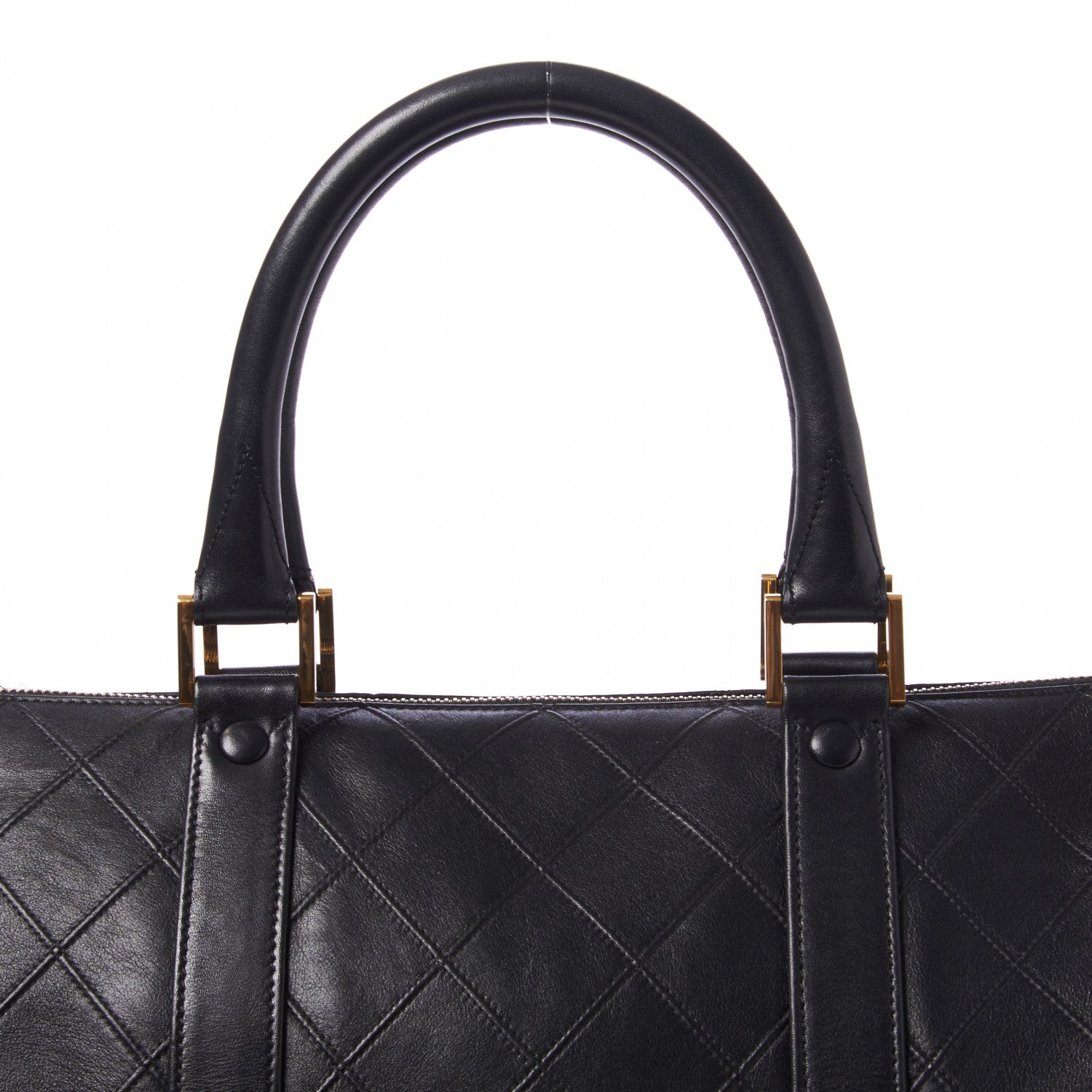 Chanel Calfskin Diamond Stitched Duffel Bag Black 6 of 11
