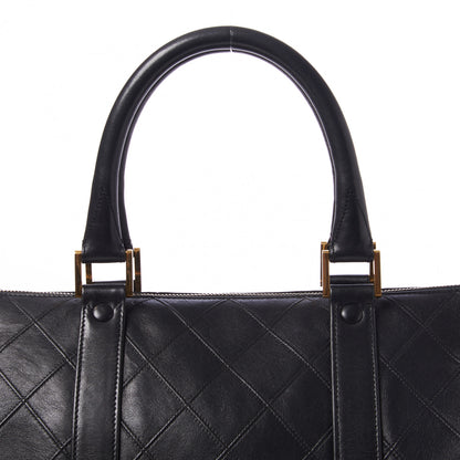Chanel Calfskin Diamond Stitched Duffel Bag Black 6 of 11