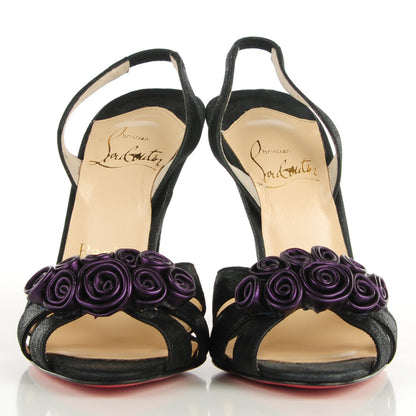 Christian Louboutin Burma Evita 100 Slingback Sandals 37 Black 2 of 6