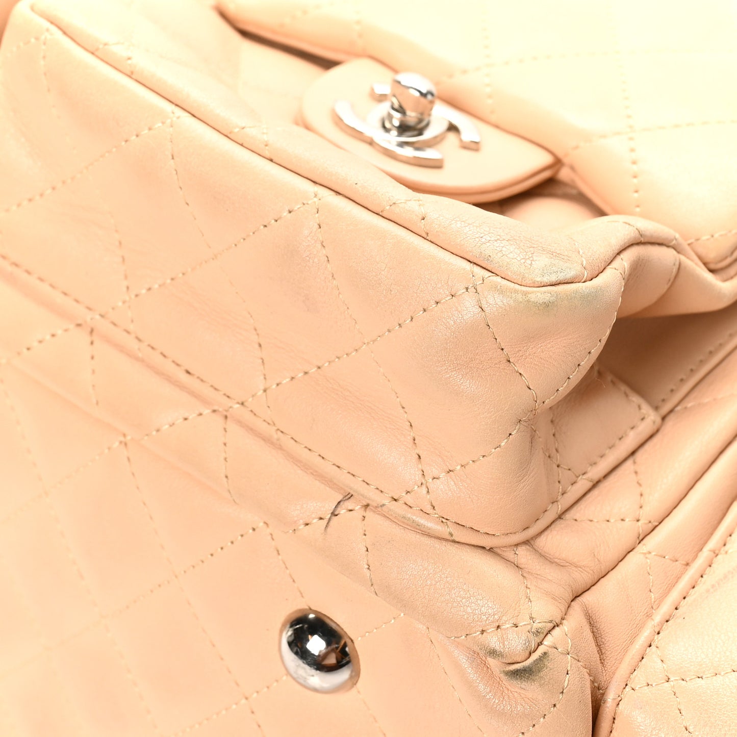 Calfskin Quilted Large Cambon Multipocket Reporter Beige Black