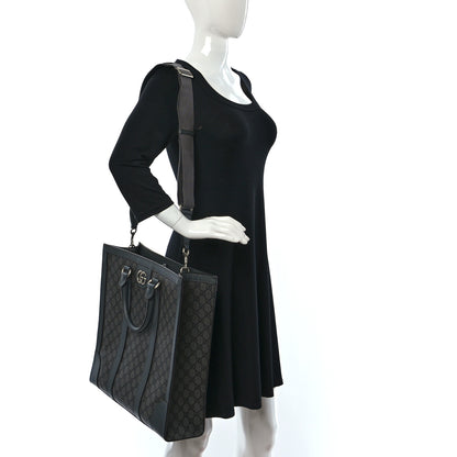 Gucci GG Supreme Monogram Textured Dollar Calfskin Medium Ophidia Tote Grey Black Graphite Grey 2 of 15