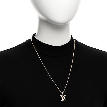 Louis Vuitton 18K Yellow Gold Diamond Medium LV Pendant Necklace 2 of 4