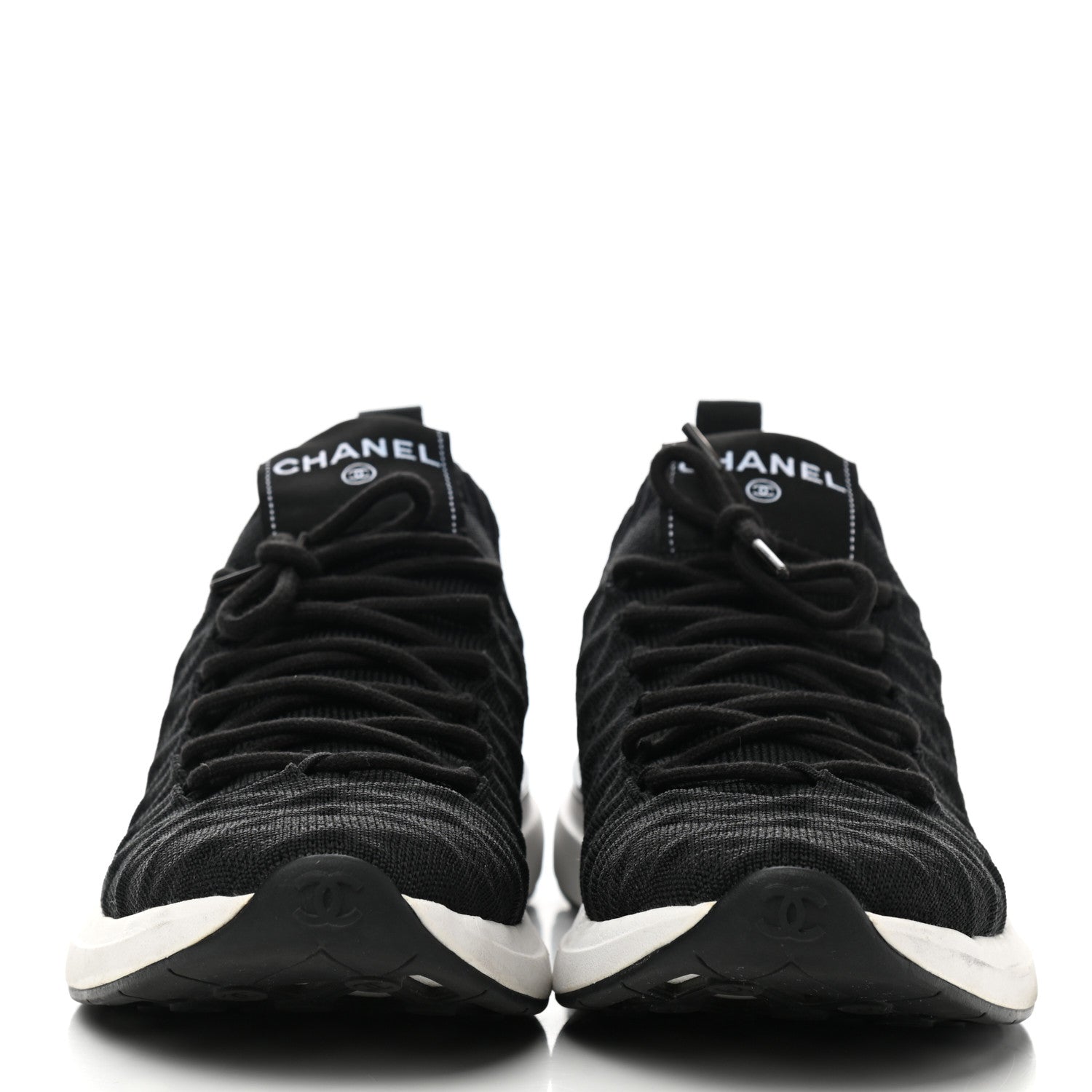 Chanel Fabric Logo Sneakers 38.5 Black 2 of 8