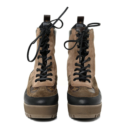 Louis Vuitton Suede Calfskin Monogram Laureate Platform Desert Boots 38.5 Taupe 2 of 18