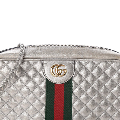 Gucci Laminated Nappa Web Trapuntata Small GG Shoulder Bag Argento 10 of 10