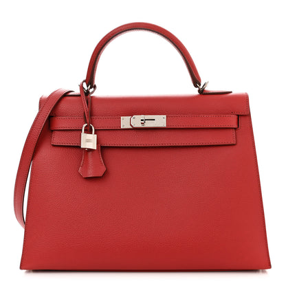 Hermes Vache Liegee Kelly Sellier 32 Rouge Garance 1 of 10