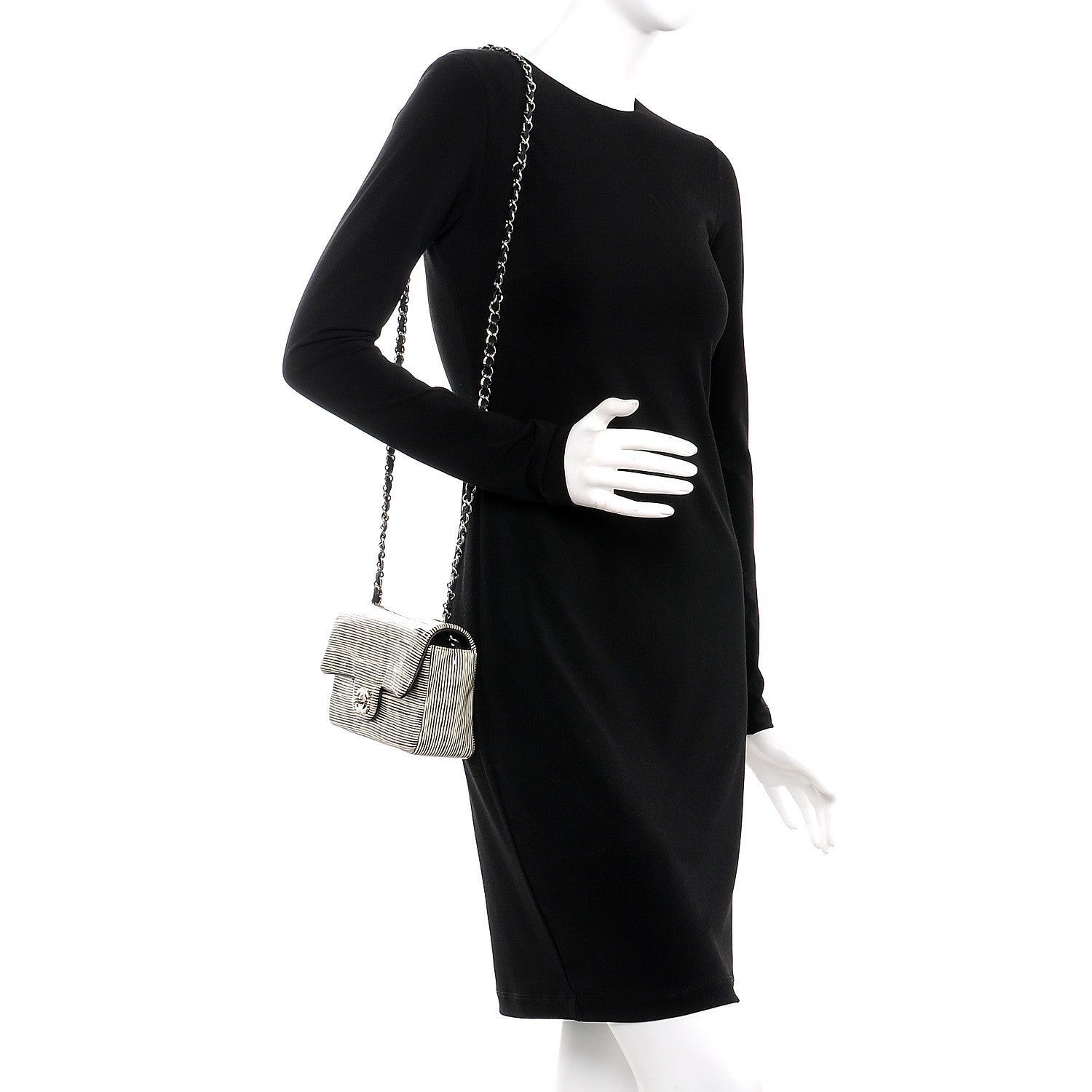 Chanel Patent Calfskin Striped Mini Rectangular Flap Black 2 of 12
