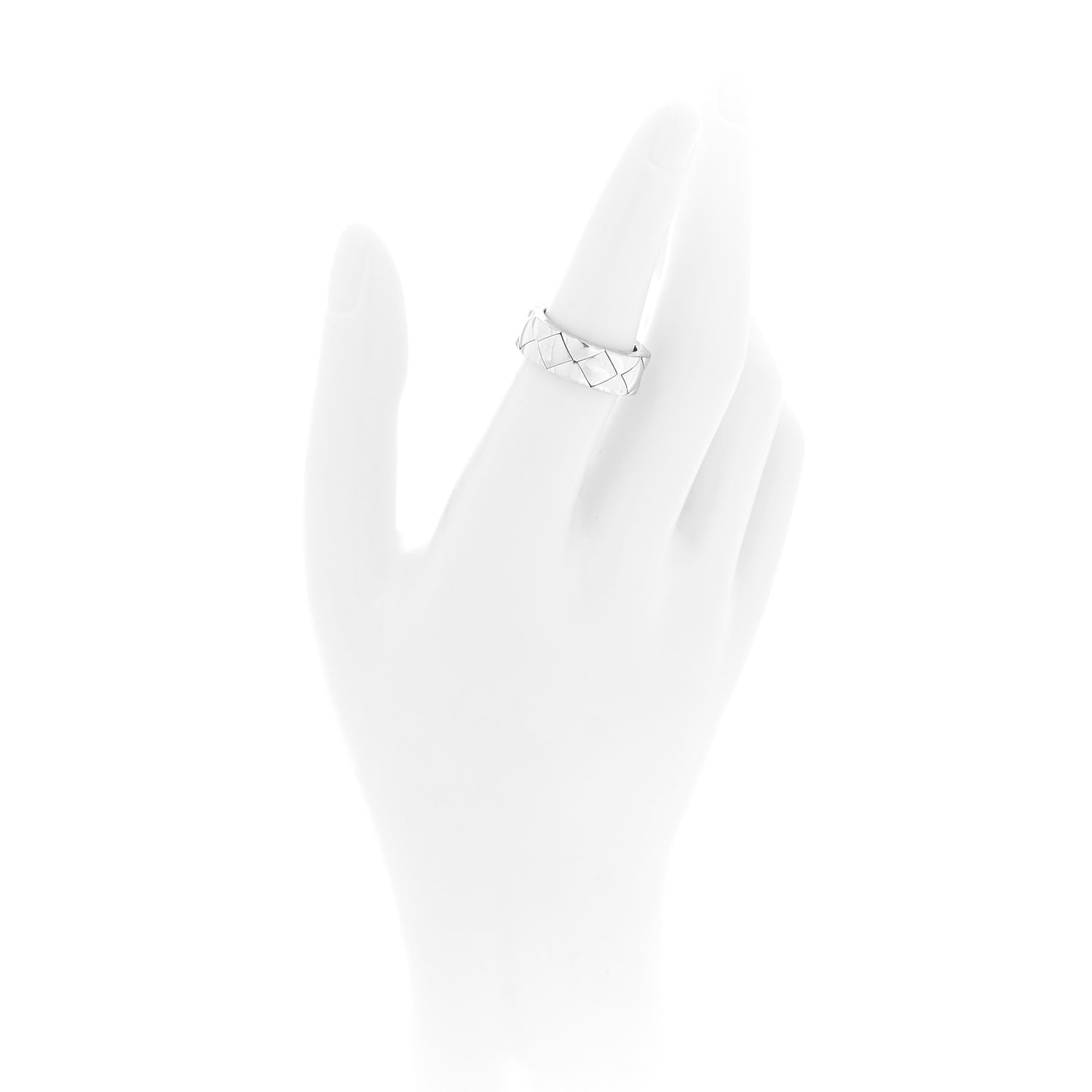 Chanel 18K White Gold Matelasse Ring 51 5.75 2 of 5