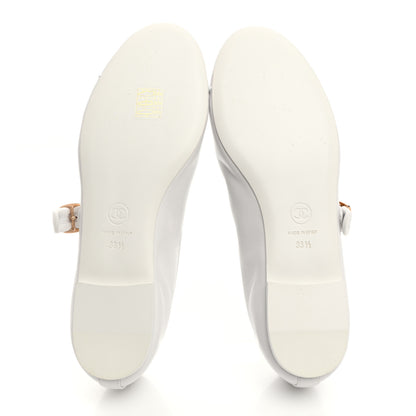 Chanel Lambskin Mary Jane Flats 38.5 White 5 of 9