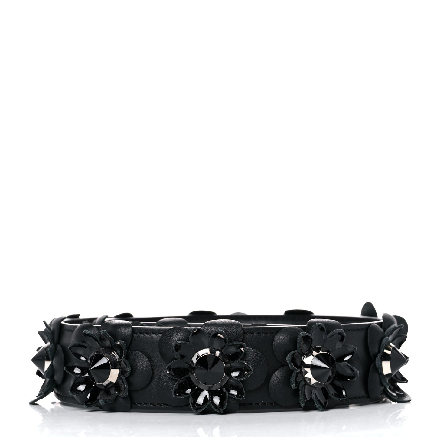 Vitello Dolce Nappa Patent Flowerland Studded Strap You Black