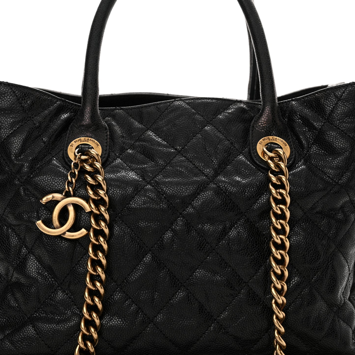 Glazed Caviar Quilted Small Shiva Tote Black