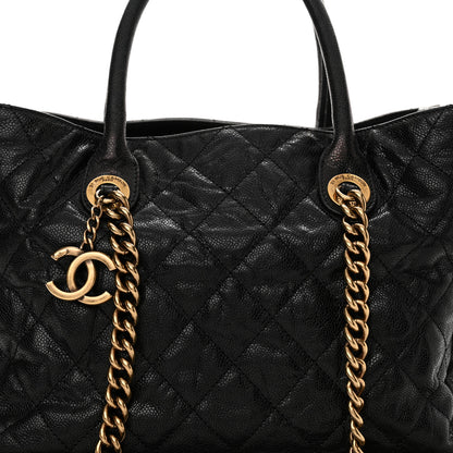 Chanel Glazed Caviar Quilted Small Shiva Tote Black 8 of 12