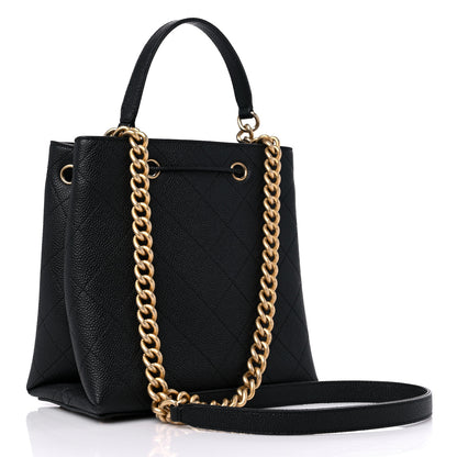 Chanel Grained Calfskin Stitched Small Drawstring Bag Black 3 of 10