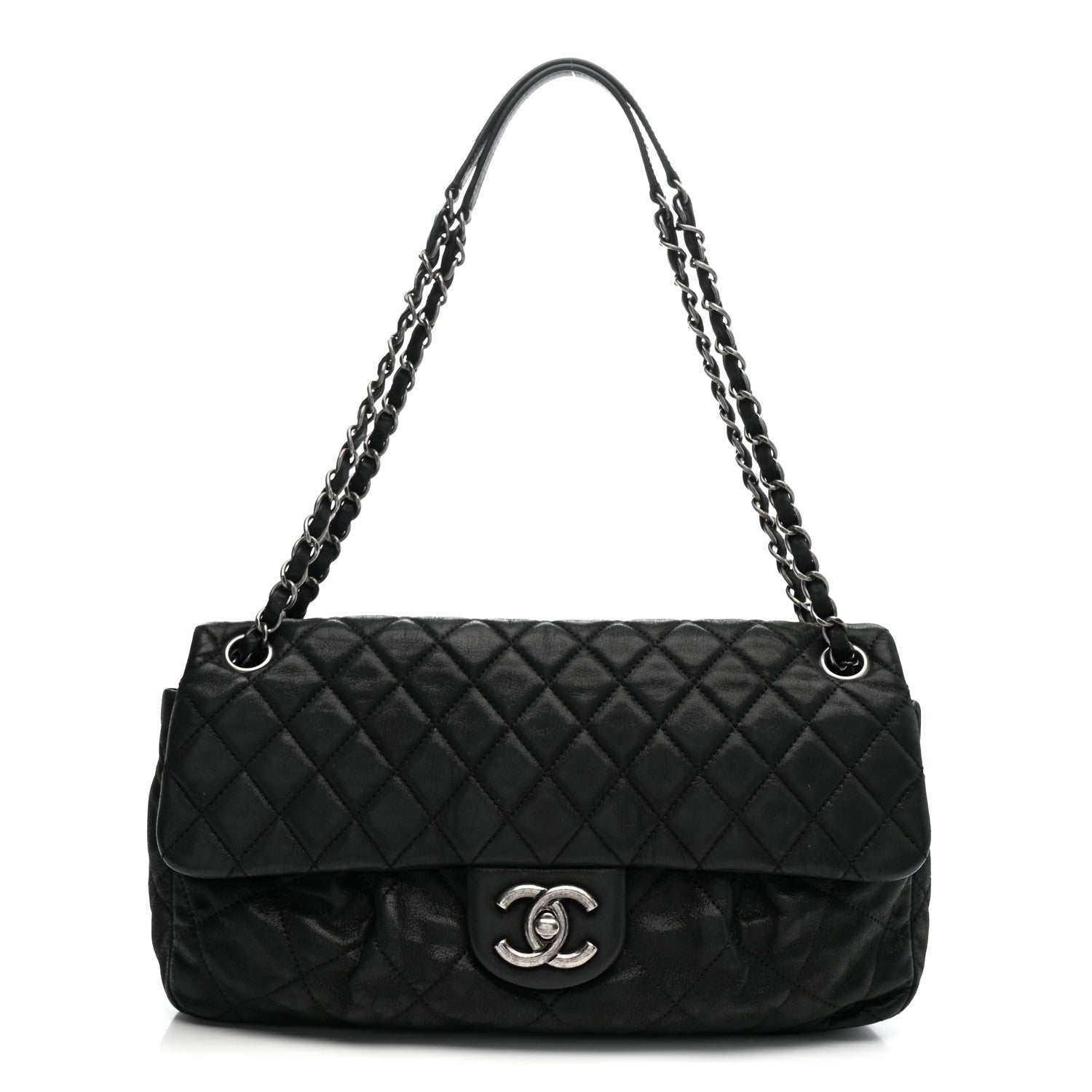 Chanel Iridescent Calfskin Quilted East West Flap Black 1 of 11