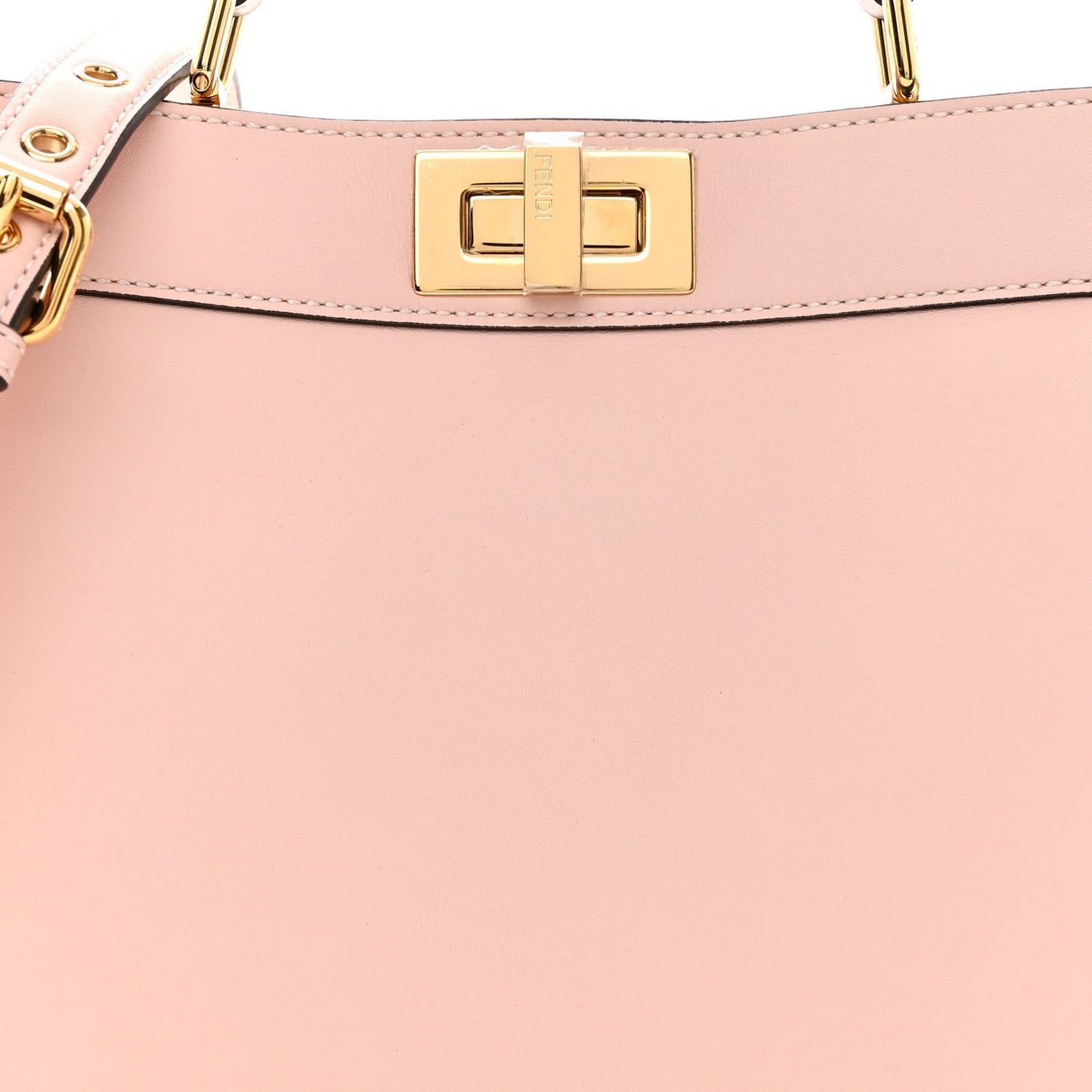 X VERSACE Vitello Seta Nappa Fendace FF Baroque Small Peekaboo I SEE U Satchel Rosa Confetto White Gold