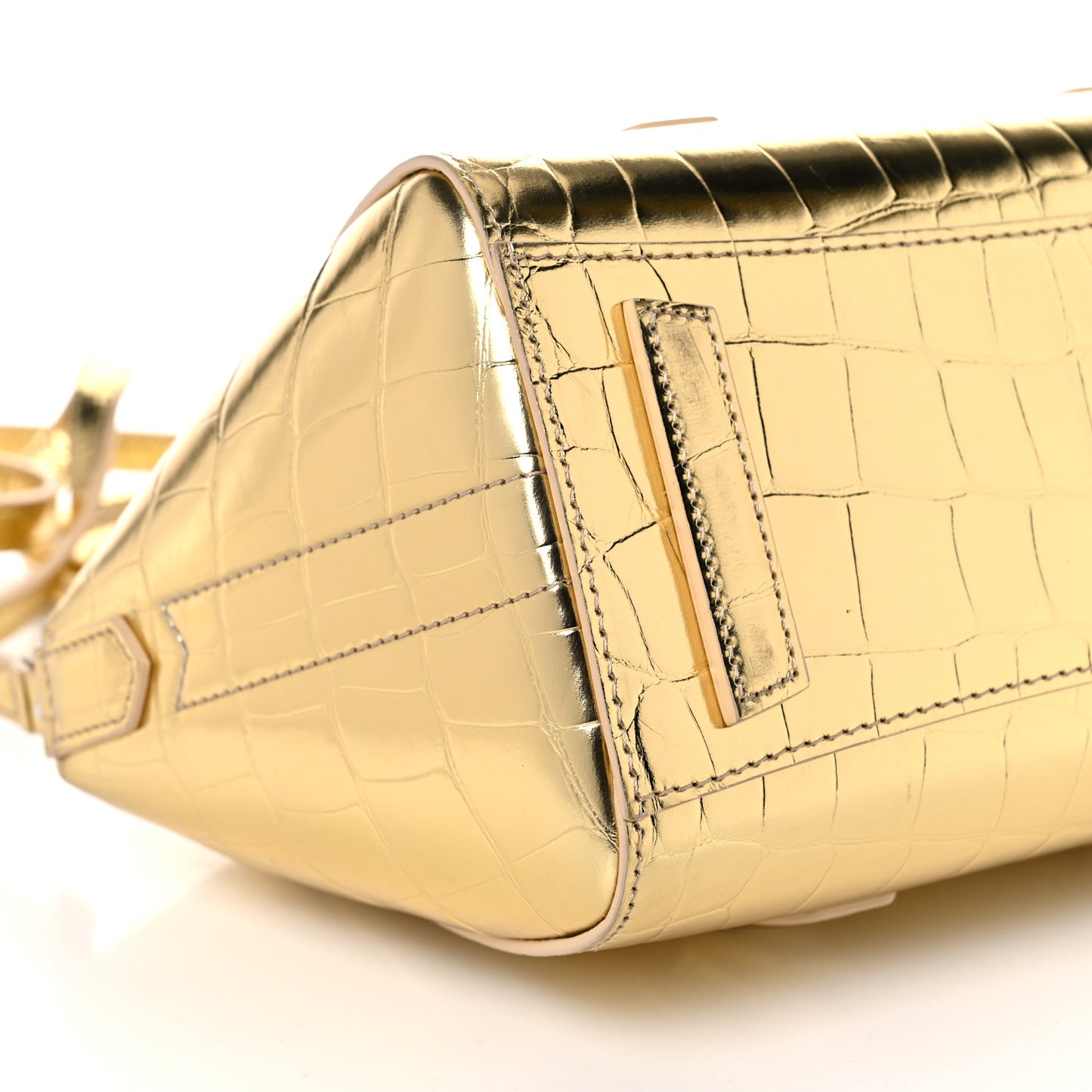 Calfskin Crocodile Embossed Mini Lock Antigona Gold