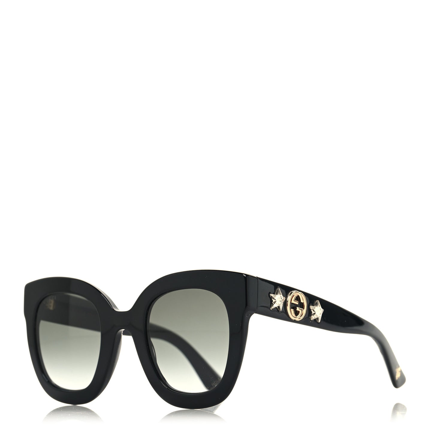 Acetate Crystal Star Round Frame Sunglasses GG0208S Black