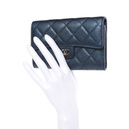 Chanel Iridescent Caviar Quilted Medium Flap Wallet Dark Blue 2 of 11