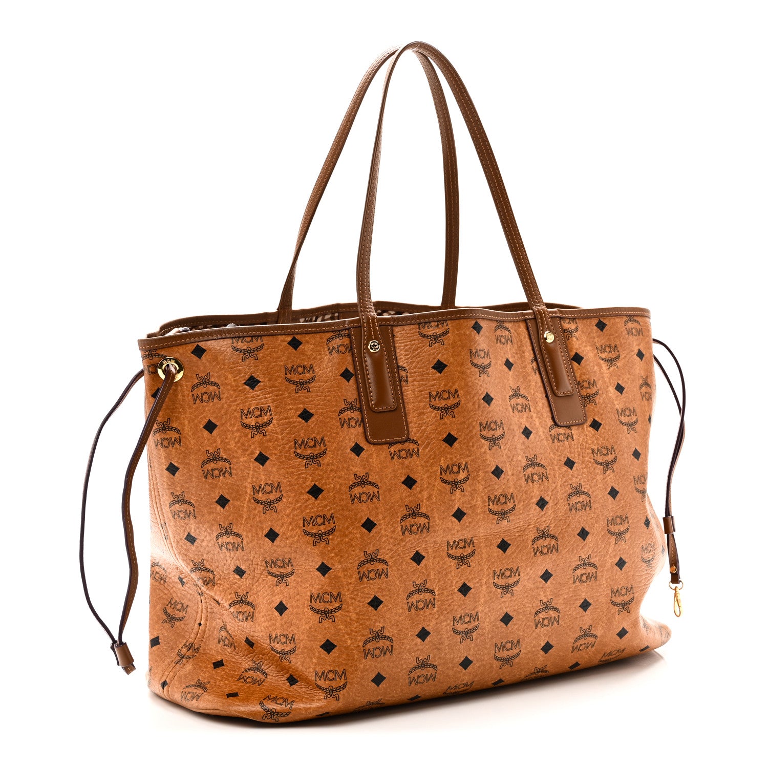 MCM Visetos Large Liz Reversible Shopper Tote Cognac 4 of 14