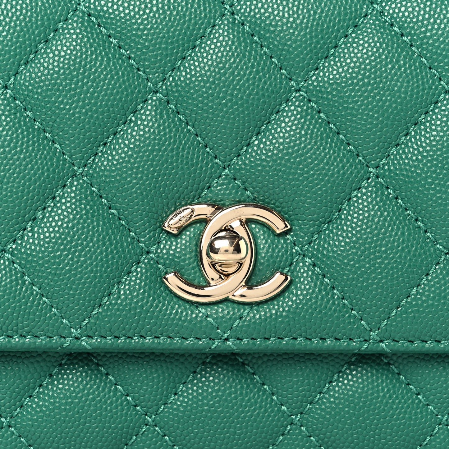 Caviar Quilted Extra Mini Coco Handle Flap Green