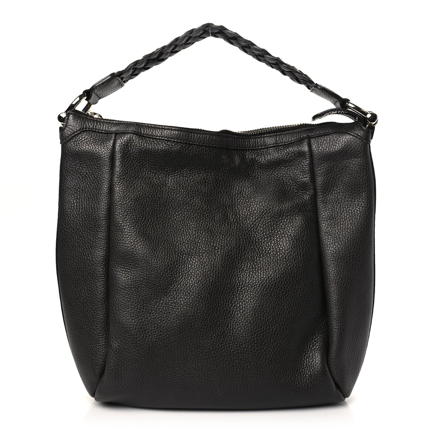 Grained Calfskin Bamboo Bar Hobo Dark Brown