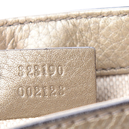 Gucci Metallic Pebbled Calfskin Small Soho Flap Crossbody Golden Beige 7 of 10