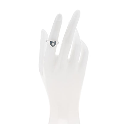 Gucci Sterling Silver Enamel GG Heart Ring 52 6 Blue 2 of 5