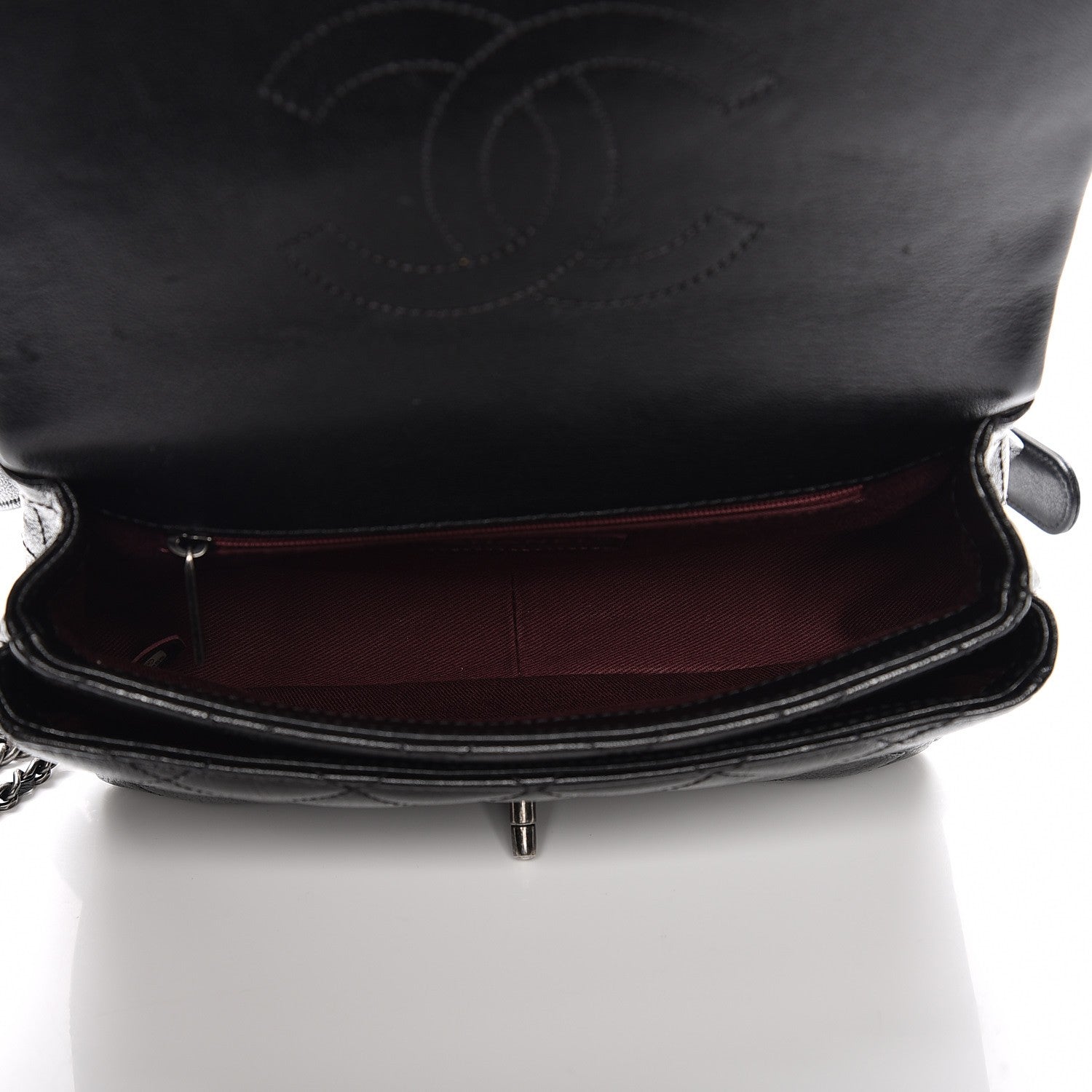 Chanel Shiny Goatskin Quilted Small Double Carry Waist Chain Flap Black 7 of 7