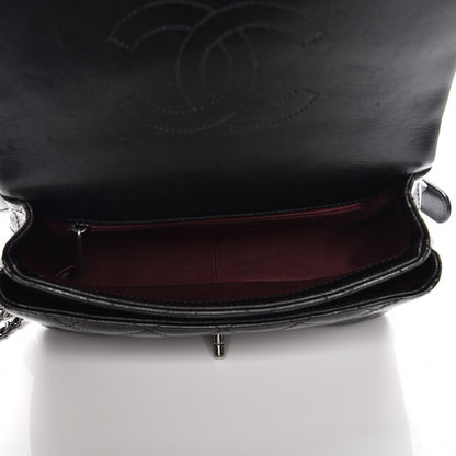 Chanel Shiny Goatskin Quilted Small Double Carry Waist Chain Flap Black 7 of 7