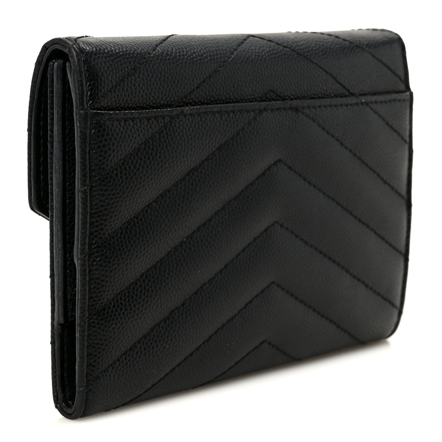 Grain De Poudre Matelasse Chevron Small Monogram Passport Case Black