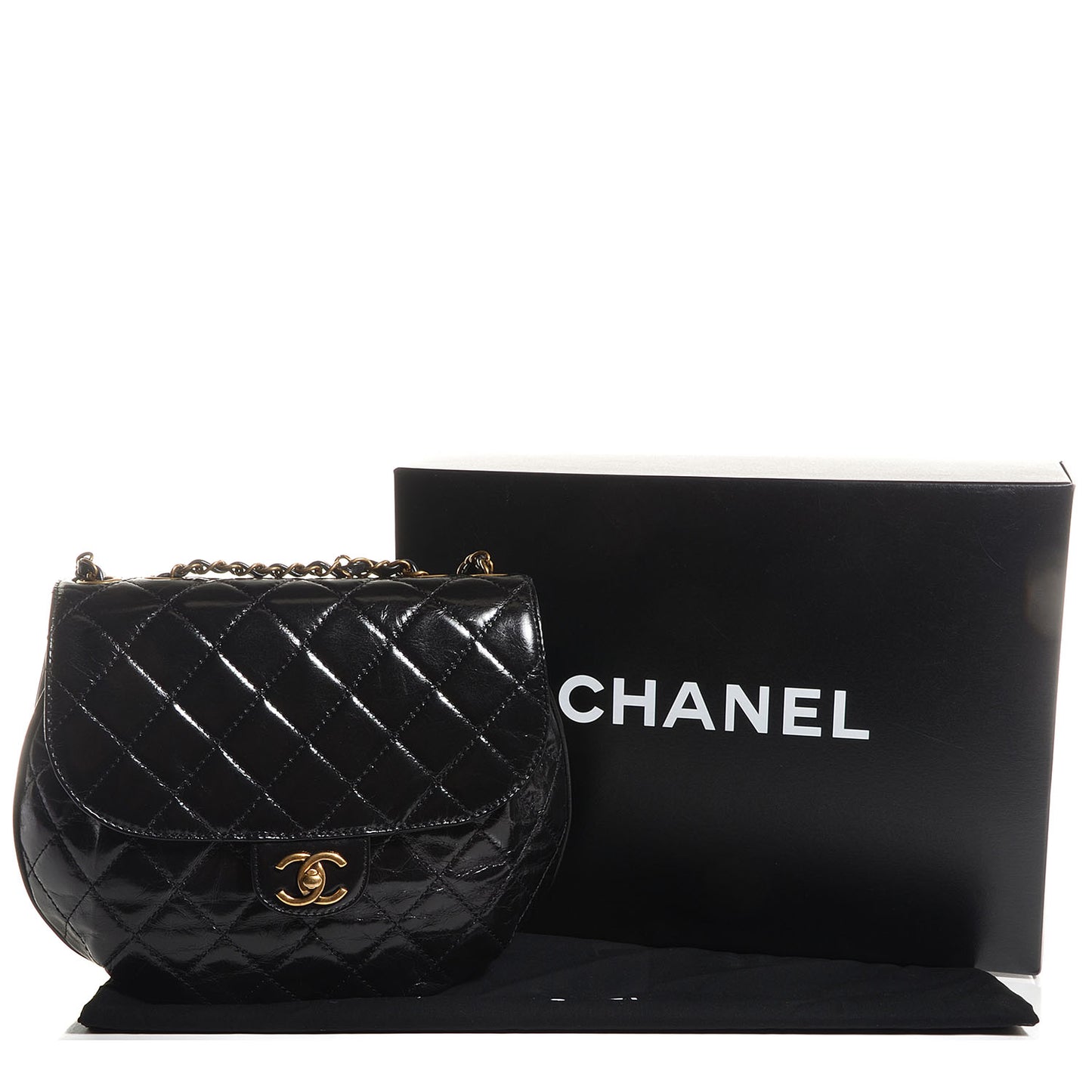Calfskin Quilted Medium Bubble CC Flap Bag Black