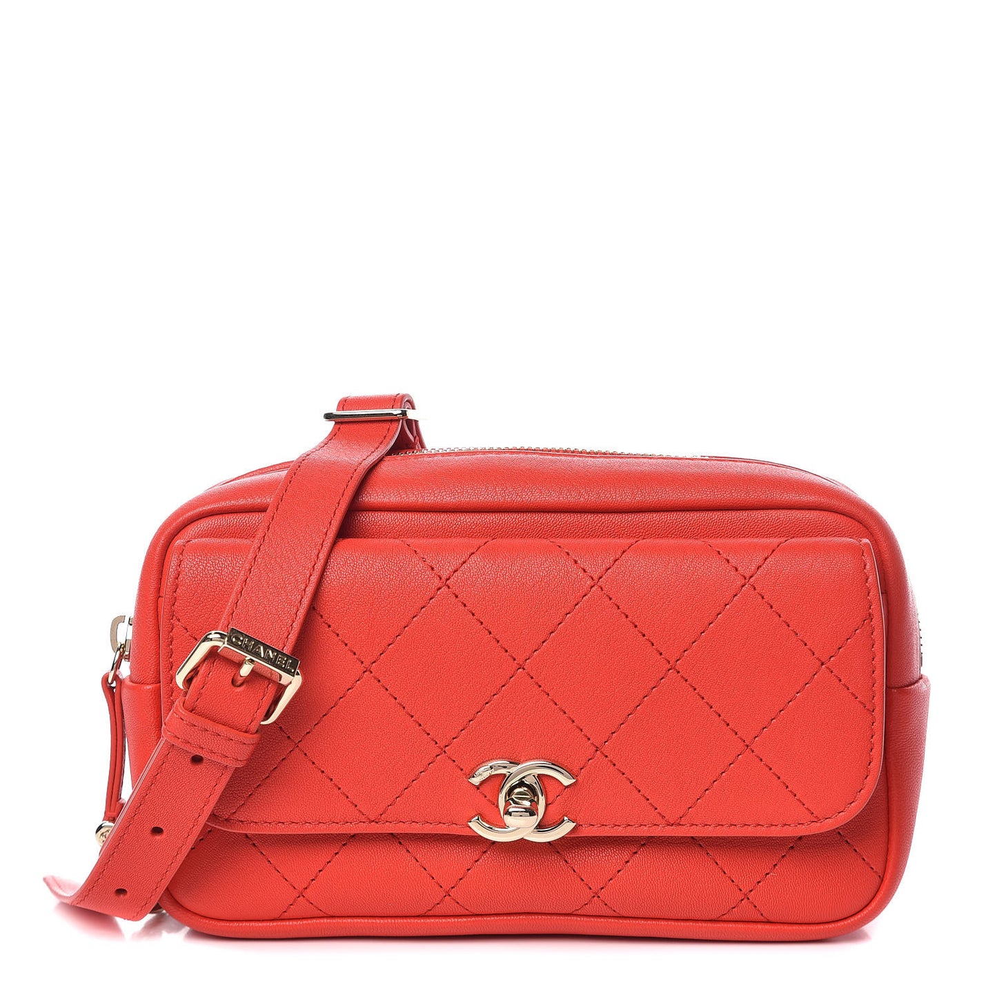 Goatksin Quilted Casual Trip Waist Belt Bag Red