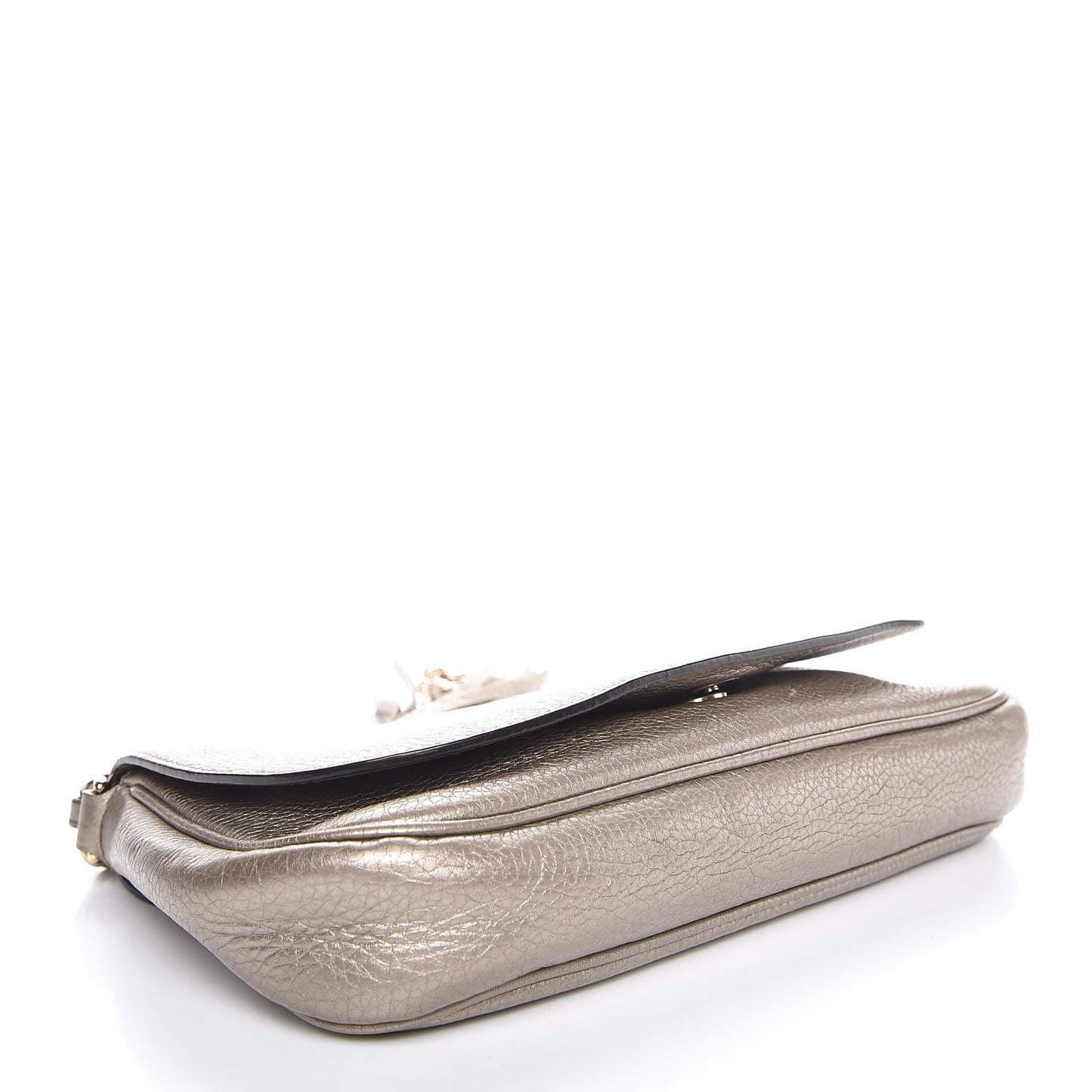 Metallic Pebbled Calfskin Medium Soho Flap Crossbody Golden Beige
