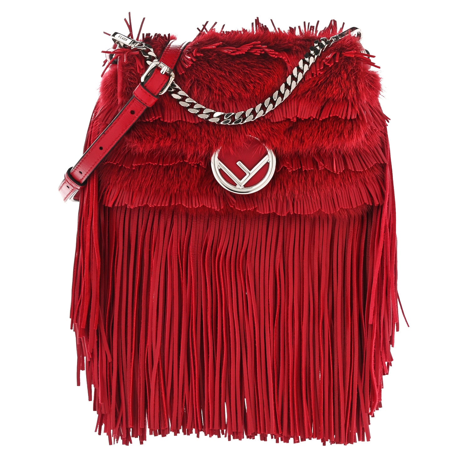 Fendi Mink Fringe Micro Baguette Fragolia 1 of 10