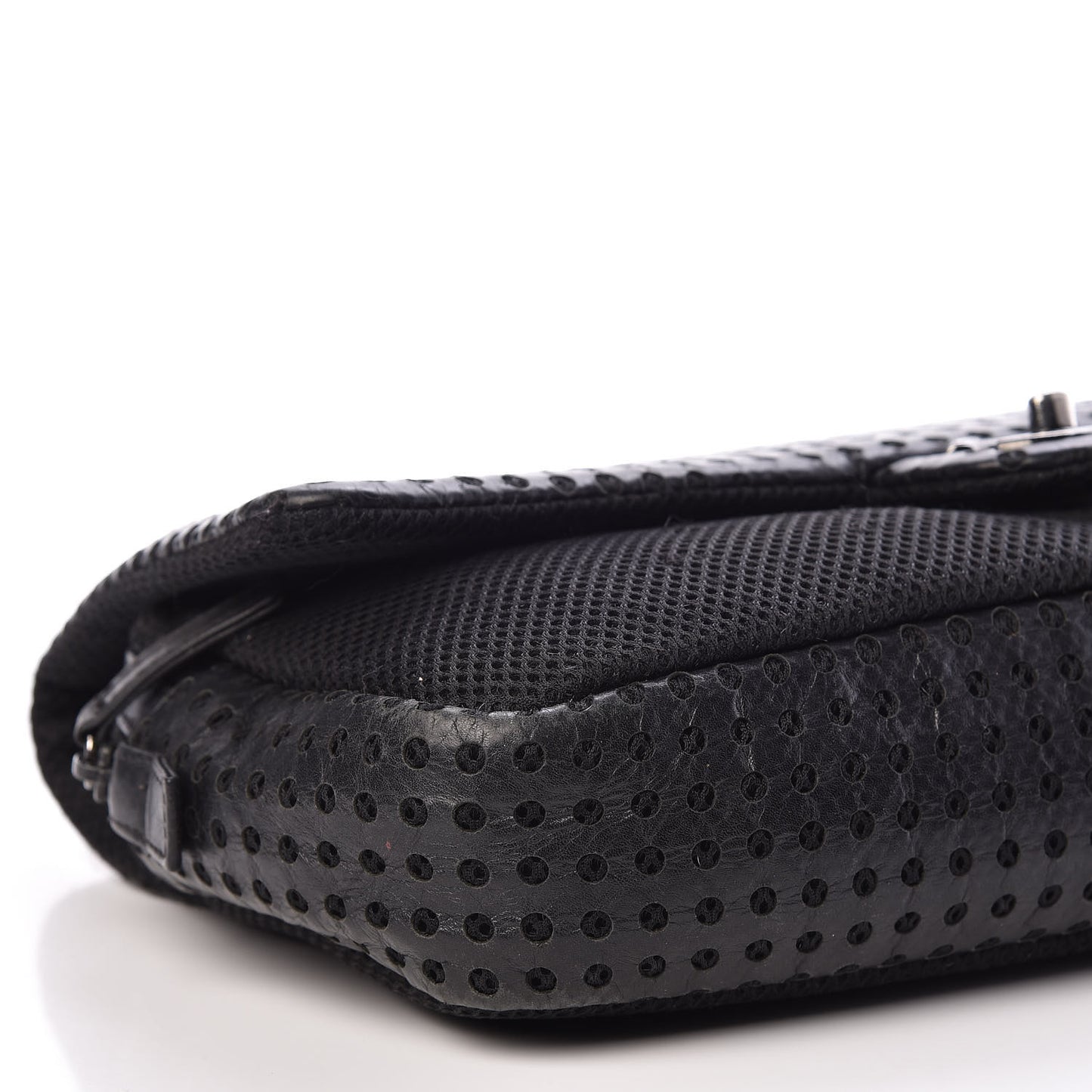 Perforated Lambskin Jumbo Easy Flap Black