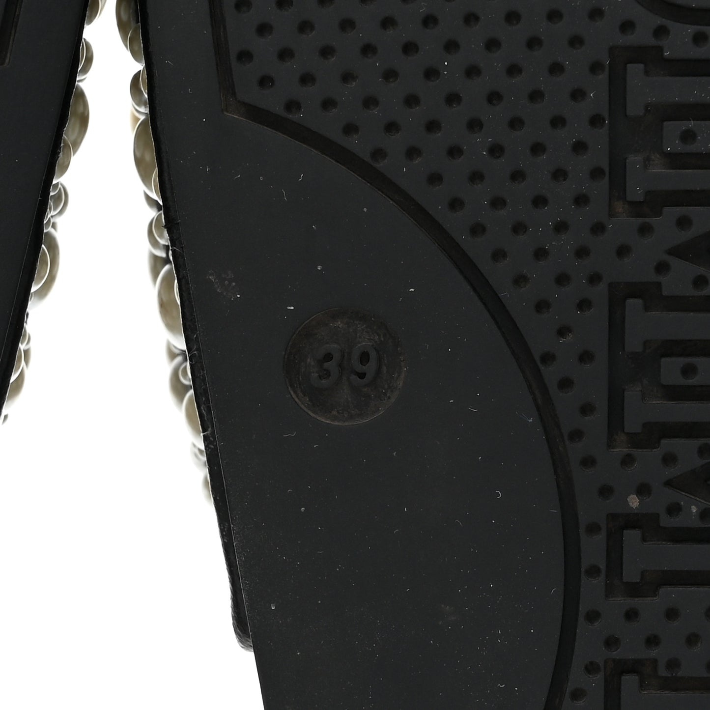 Canvas Pearl Embellished Fitz Slide Sandals 39 Black