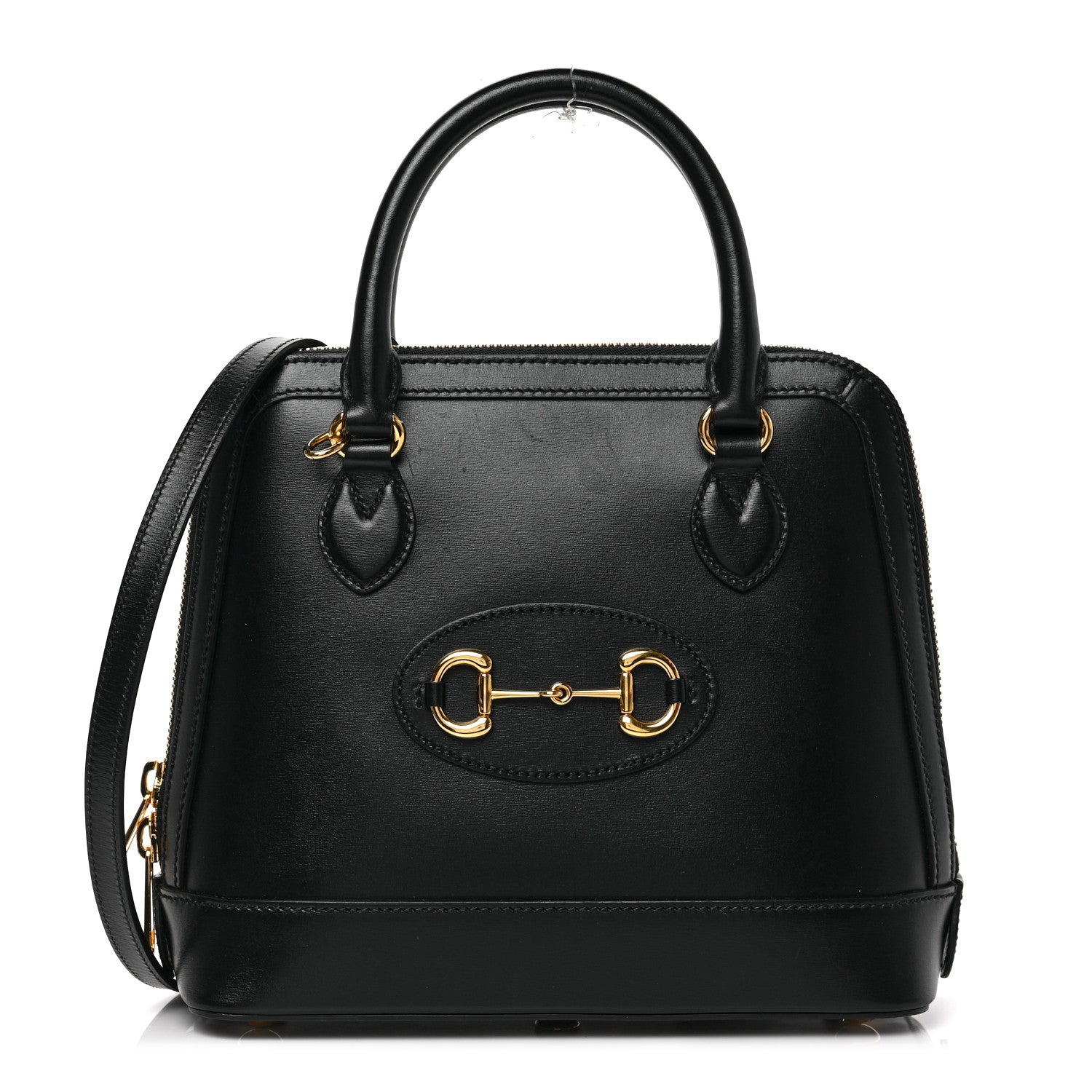 Gucci Boarded Plutone Calfskin Small Horsebit 1955 Top Handle Bag Black 1 of 8