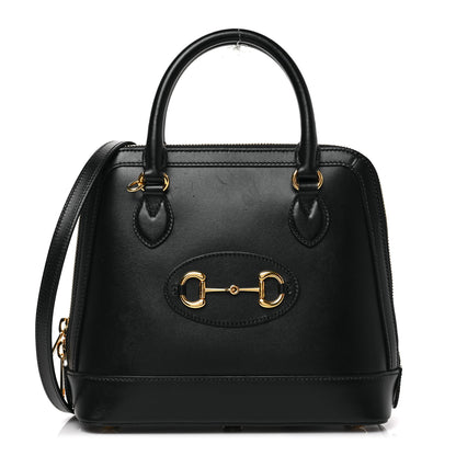 Gucci Boarded Plutone Calfskin Small Horsebit 1955 Top Handle Bag Black 1 of 8