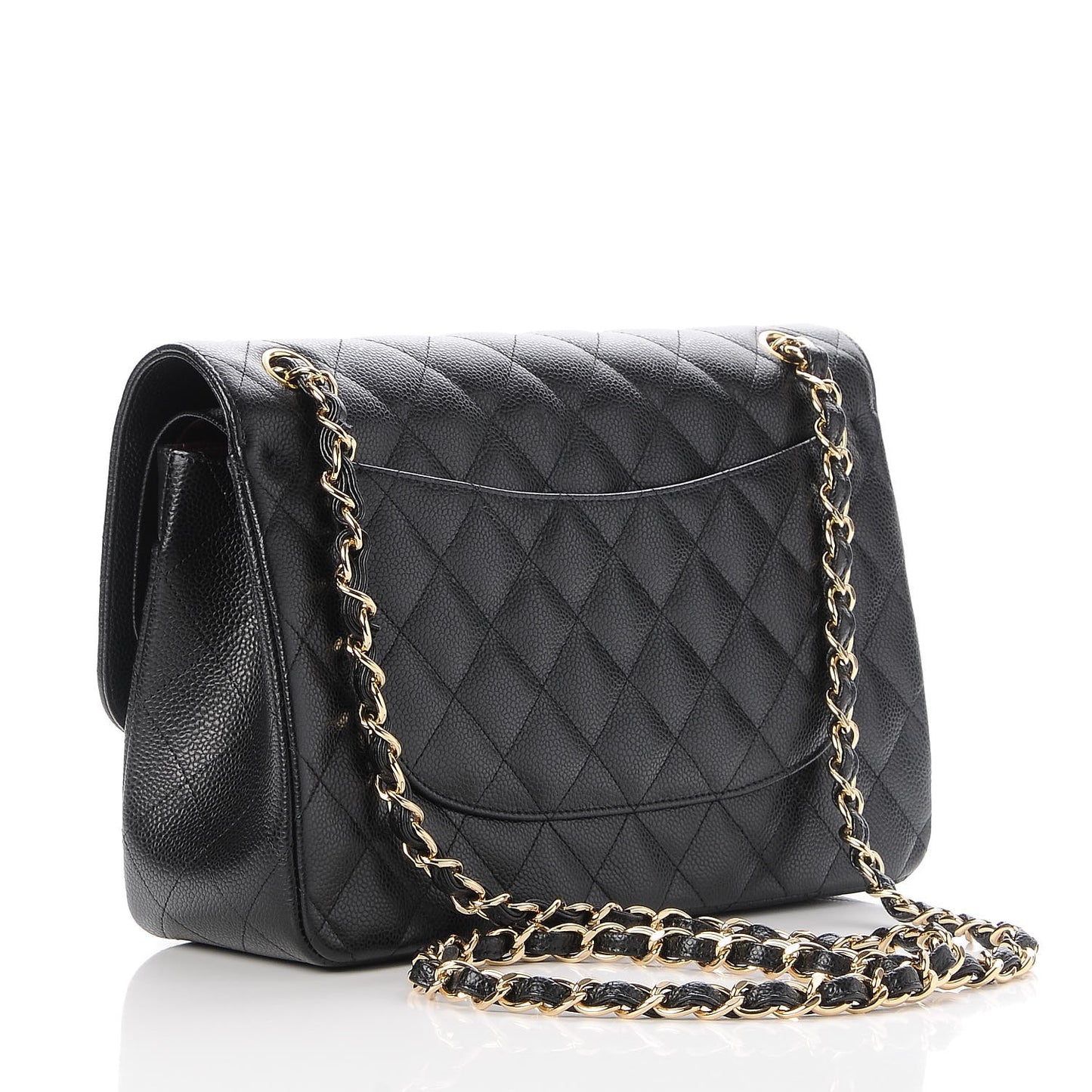Caviar Quilted Jumbo Double Flap Black