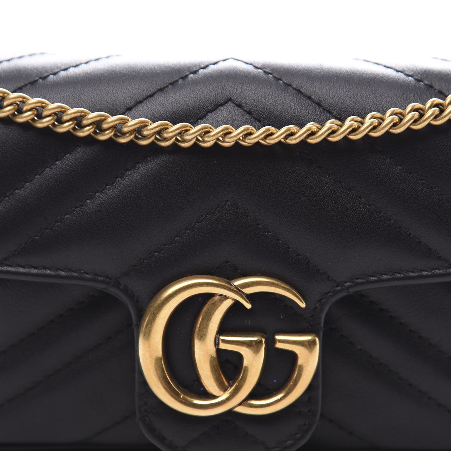 Calfskin Matelasse Super Mini GG Marmont Shoulder Bag Black
