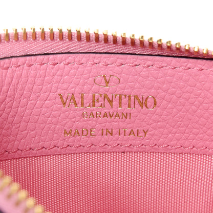 Valentino Garavani Grained Calfskin VLogo Coin Case Card Holder Pink 6 of 8