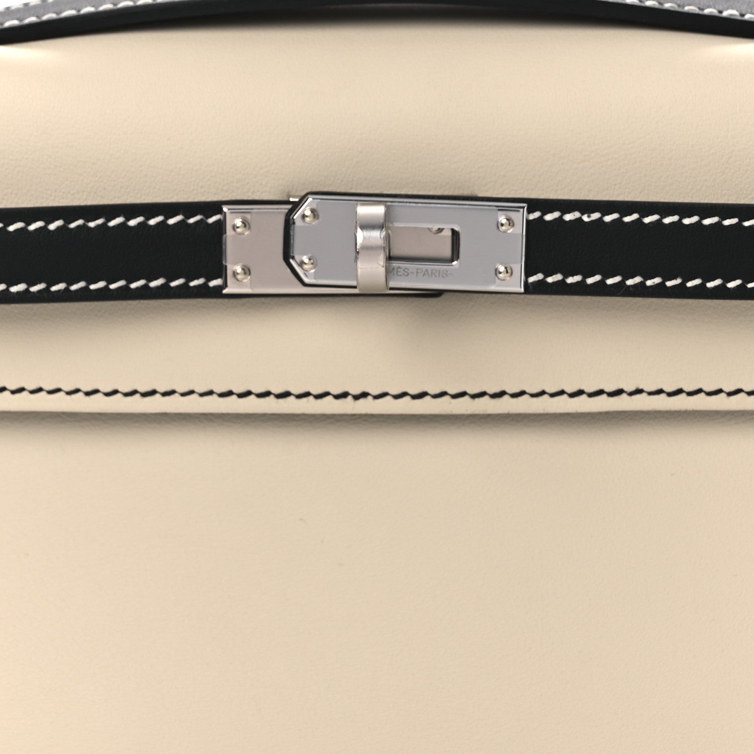 Hermes Swift Horseshoe Kelly Pochette Clutch Craie Black 8 of 12