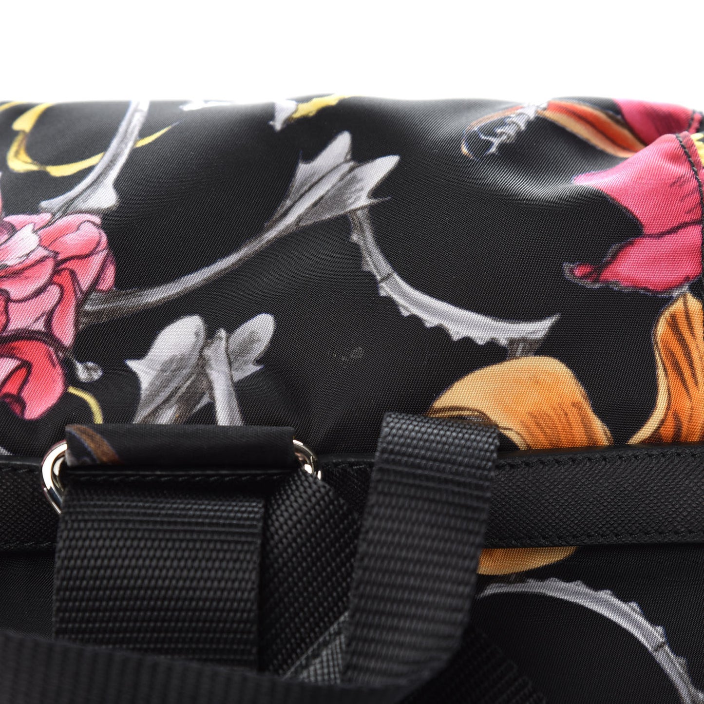 Tessuto Nylon Floral Print Medium Backpack Black