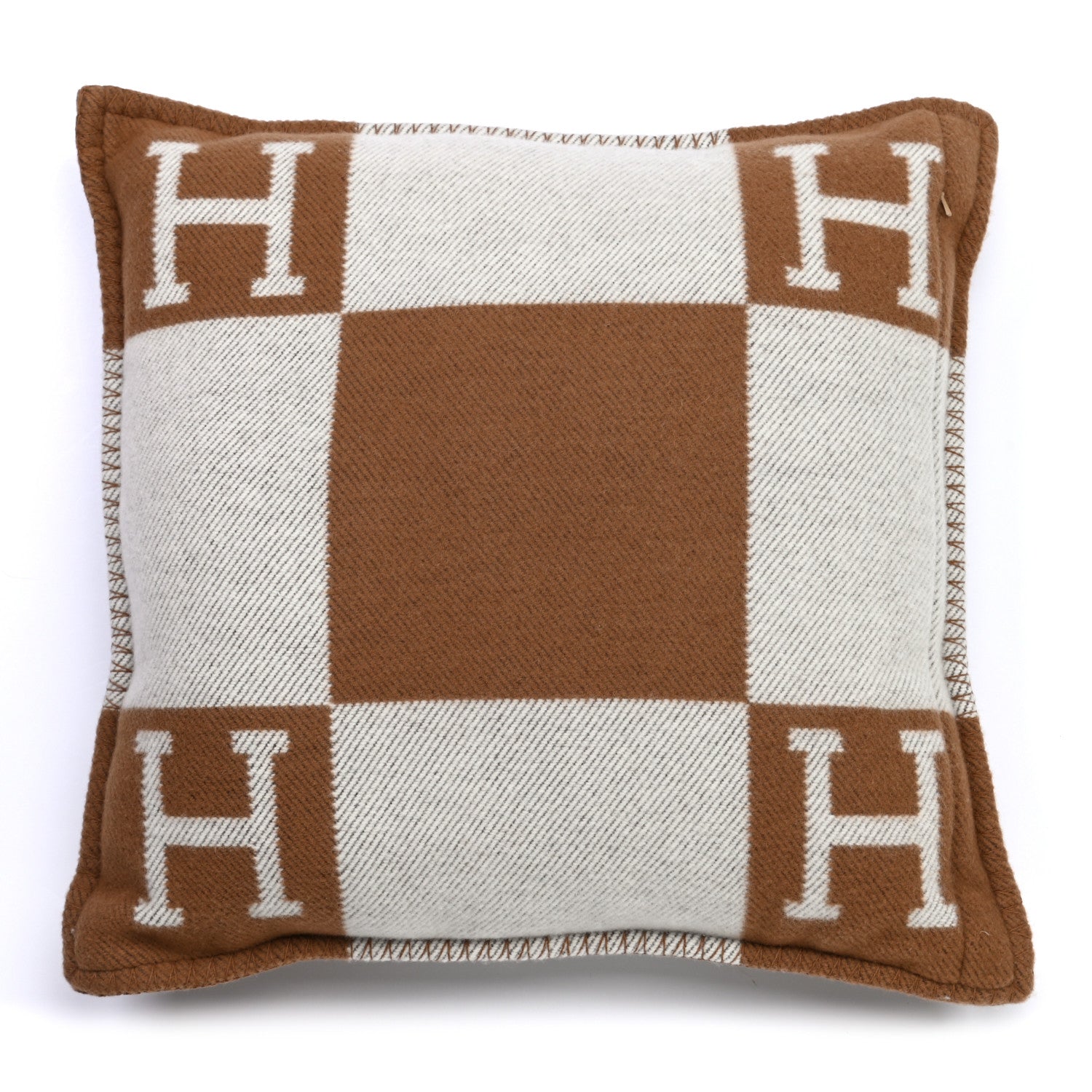 Hermes Wool Cashmere Avalon Pillow PM Ecru Camel 4 of 6